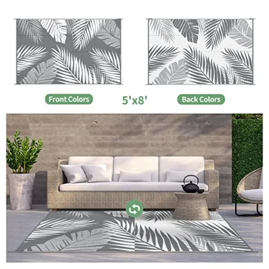Outdoor Rug Waterproof for Patios Clearance, Reversible Plastic Straw Camping Carpet, Large Area Rugs Mats for RV, Picnic, Back