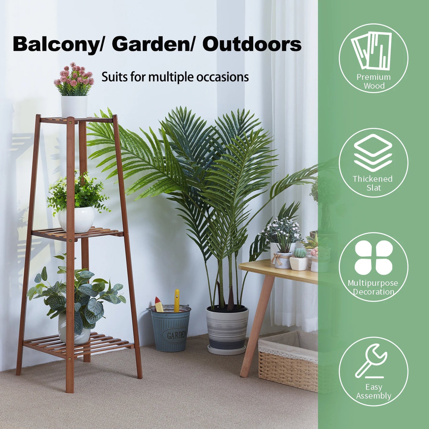 Wisfor Tiered Bamboo Plant Pot Holder Indoor Plant Display Shelf