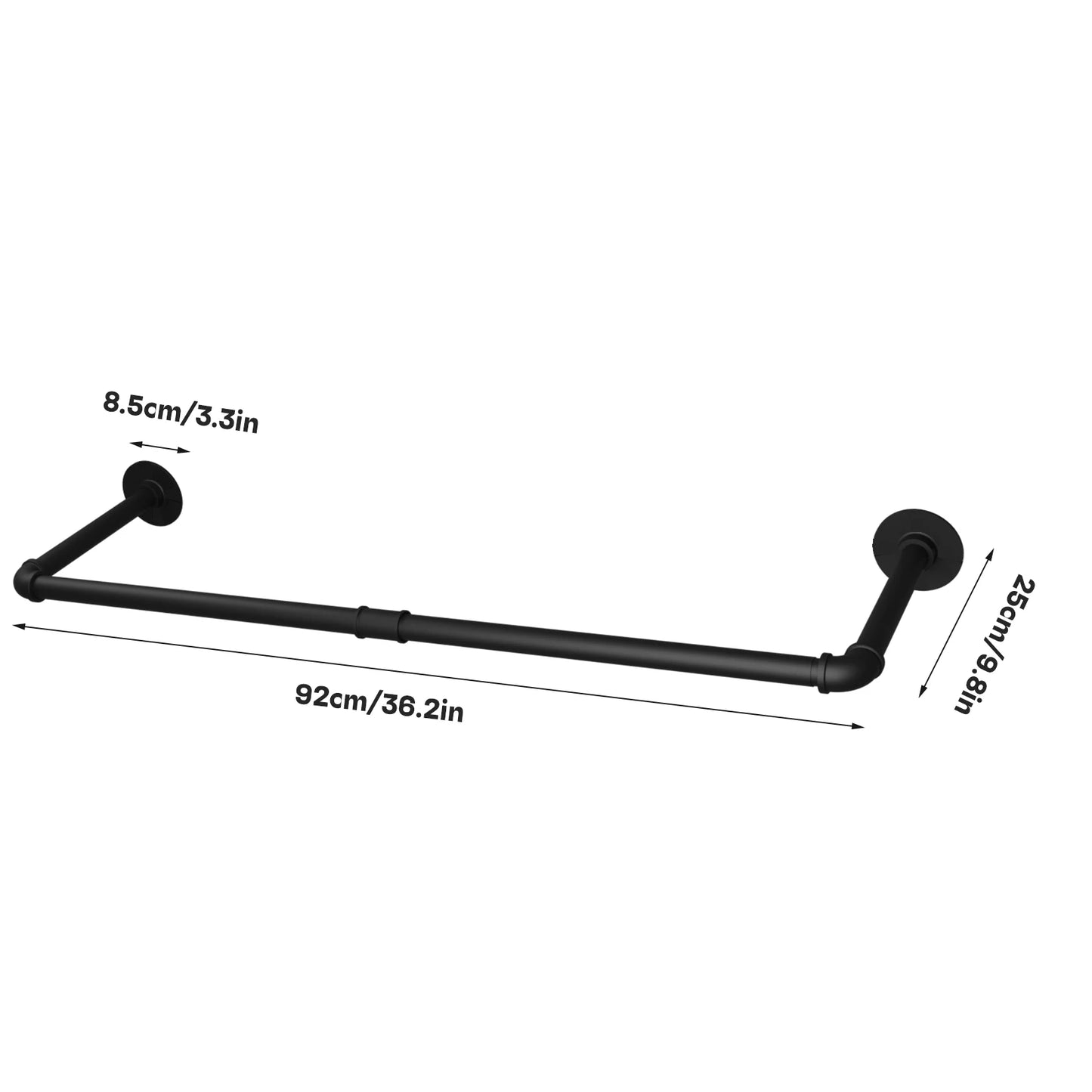 Wall Mounted Clothes Rack Industrial Pipe Style Garment Rail