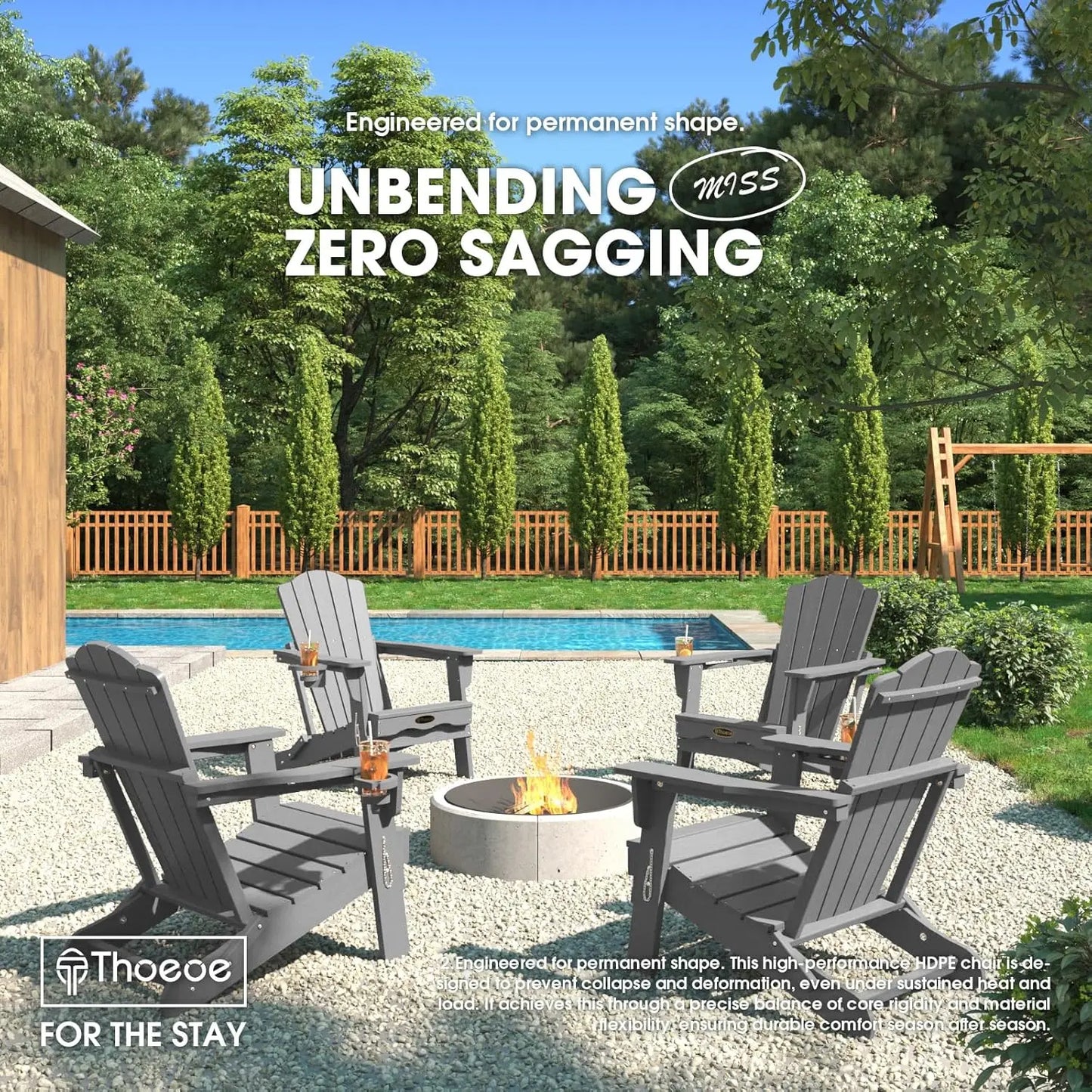MOYU Folding Adirondack Chairs Cup Holder Set Of 2 Outdoor