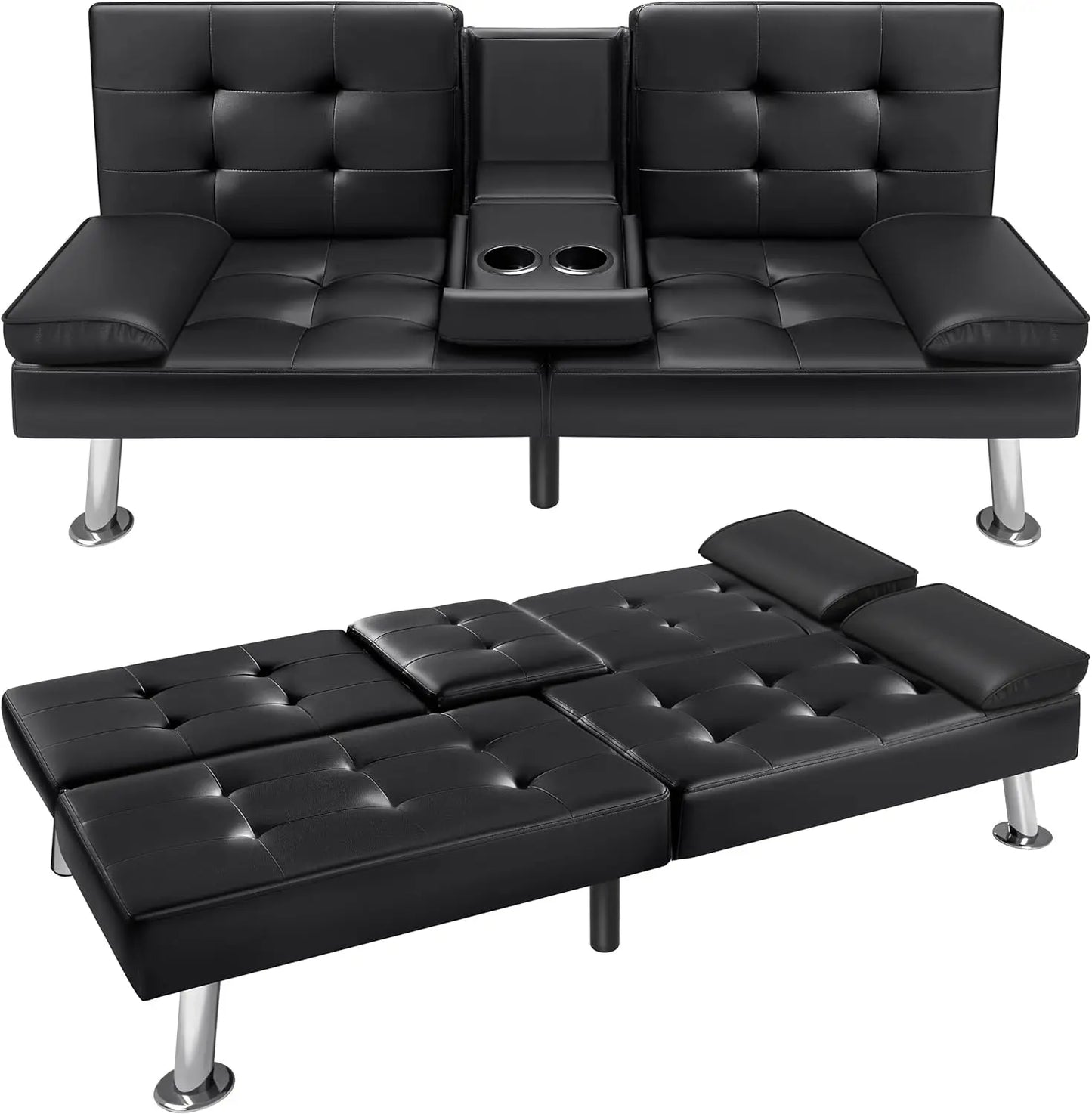 VICTONE Futon Sofa Bed Modern Faux Leather Convertible Folding