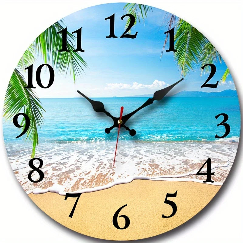 One Pack, Clock for Living Room Decoration, Wooden Round Craft Decorative Wall Clock, Bedroom Silent Clock Hanging Modern Table