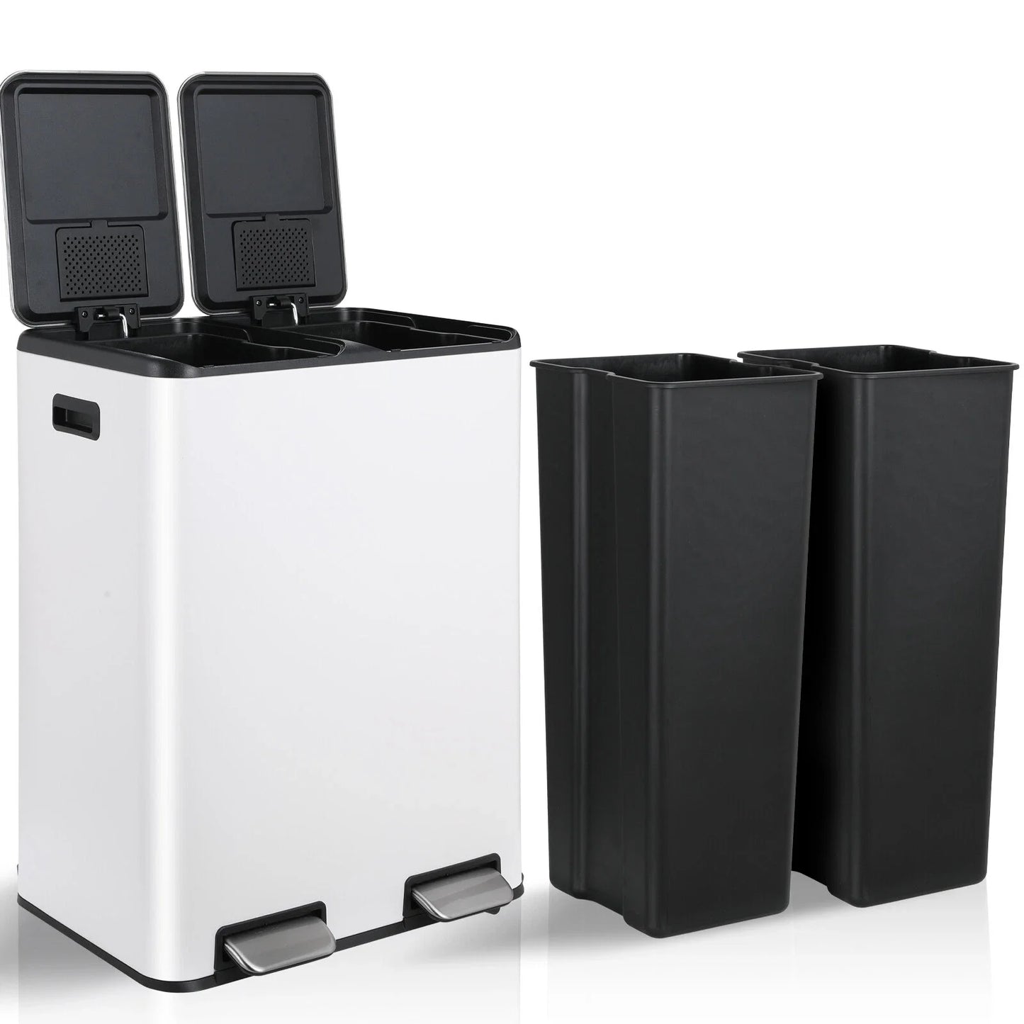 Stainless Steel Dual Trash Can With Built In Filter Box