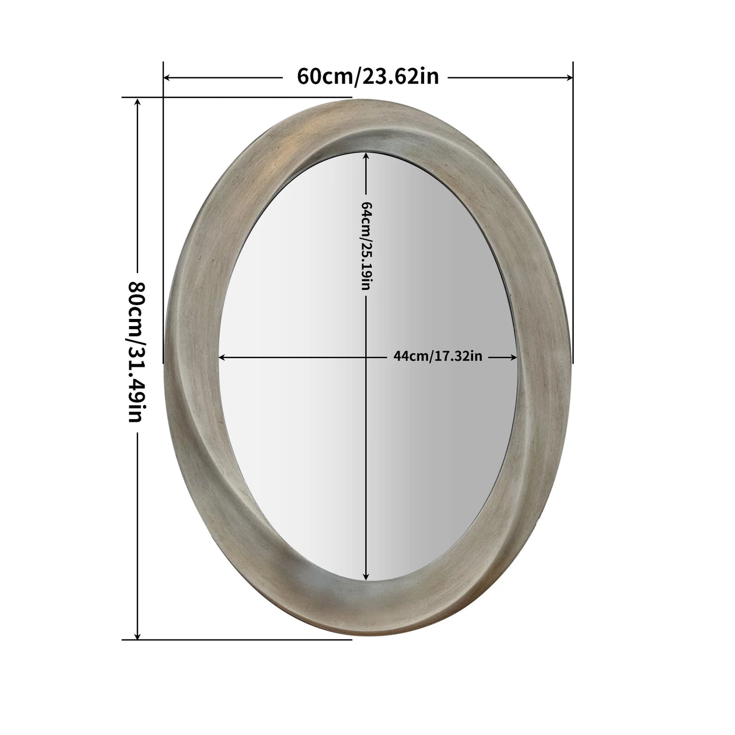 Oval Wall Mirror With Beveled Edge And Curved Frame