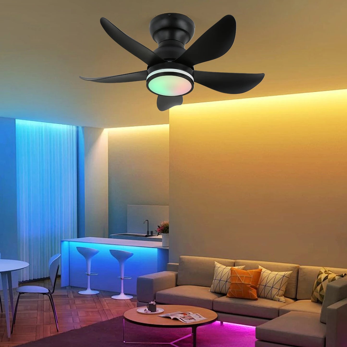 VETRULUS Modern Ceiling Fan Fandelier With Remote Control Dimming