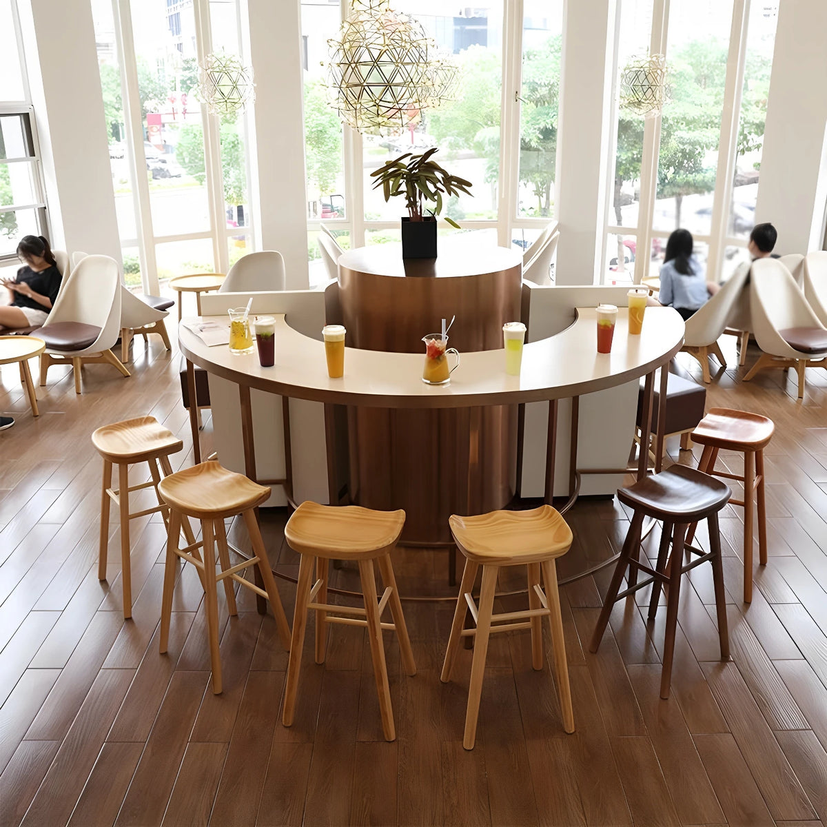 Modern Minimalist Solid Wood Bar Stool for Home and Business
