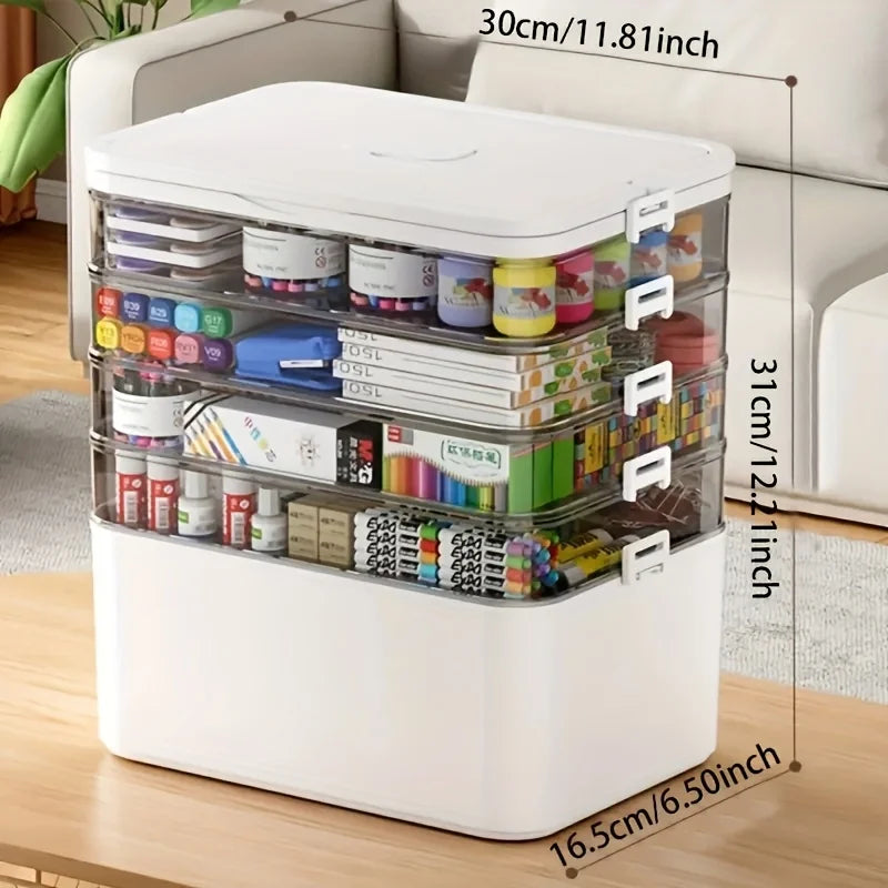 Multi Layer Transparent First Aid Storage Box With Detachable Compartments