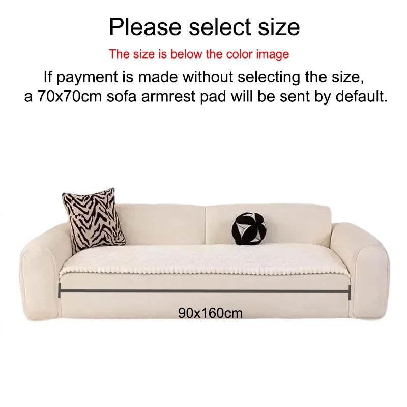 Thick Flannel Anti Slip Sofa Cushion Plush Seat Cover Couch