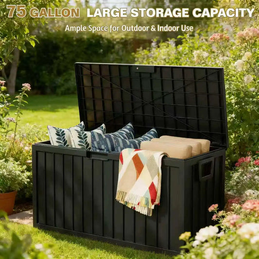 SARENZOON Outdoor Deck Storage Box With Lockable Lid