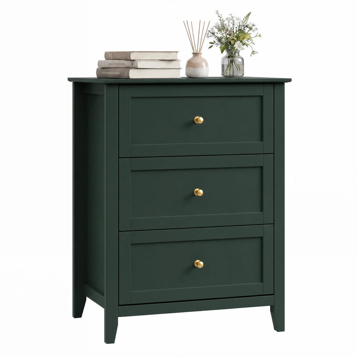 Modern 3 Drawer Bedroom Nightstand Storage Cabinet With Easy Assembly