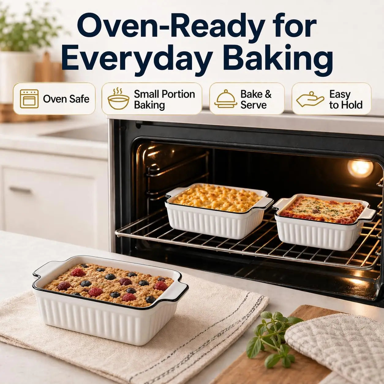 Ceramic Baking Dishes Set Of 4 With Handles For Casseroles