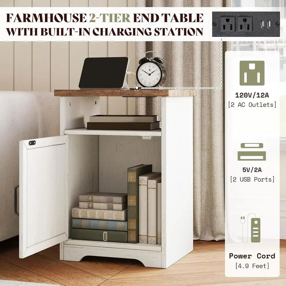 3 Piece Living Room Table Set With Coffee Table And End Tables USB Ports