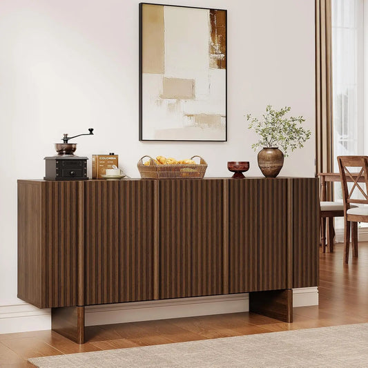 Onbrill Mid Century Modern Fluted Sideboard Buffet Cabinet