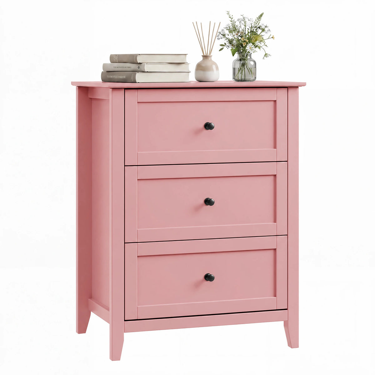 Modern 3 Drawer Bedroom Nightstand Storage Cabinet With Easy Assembly