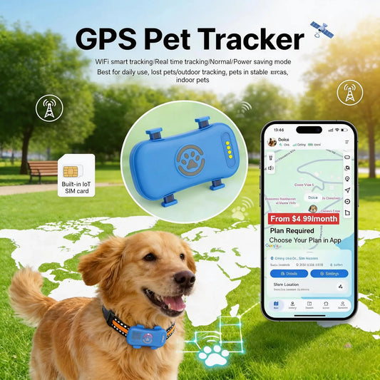 WANWAYTECH GPS Pet Tracker 4G for Pets Real Time Tracking IP67 Waterproof