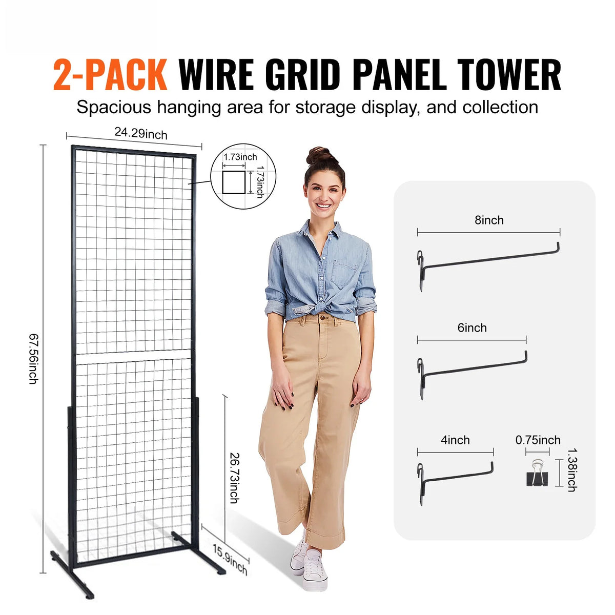 SucceBuy Double Sided Wire Gridwall Display Rack With Hooks