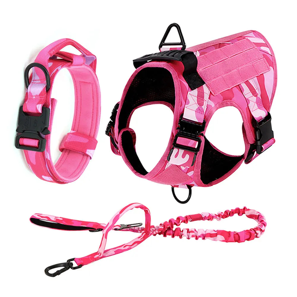 Military Camouflage Dog Harness Nylon Adjustable Vest For Training