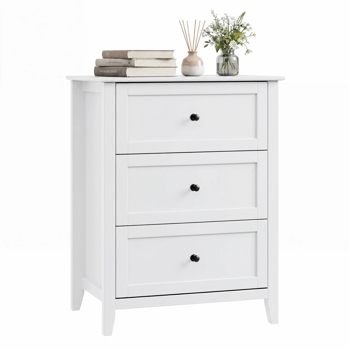 Modern 3 Drawer Bedroom Nightstand Storage Cabinet With Easy Assembly