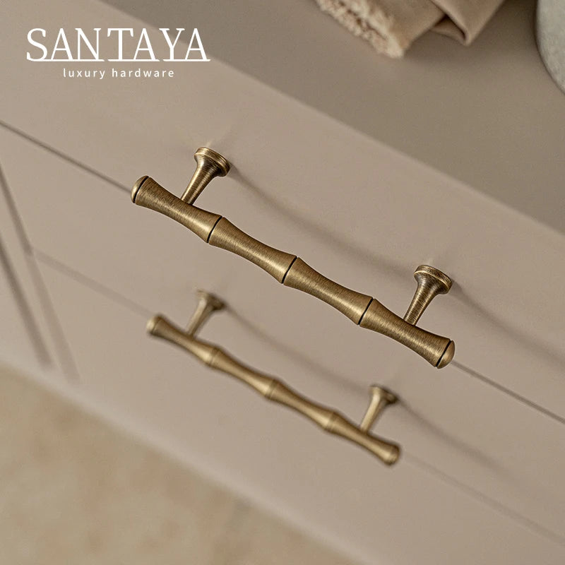 Santaya Brass Kitchen Cabinet Handles for Wardrobe Drawers