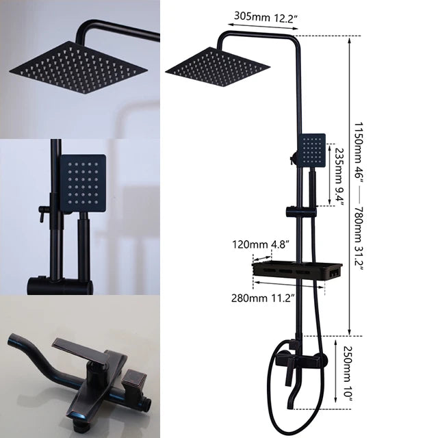 Kemaidi Rainfall Shower Faucet Single Lever Bathtub Mixer With Shelf