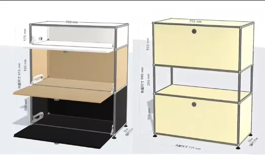 Bigcityfur Modern Metal Corner TV Stand Storage Cabinet