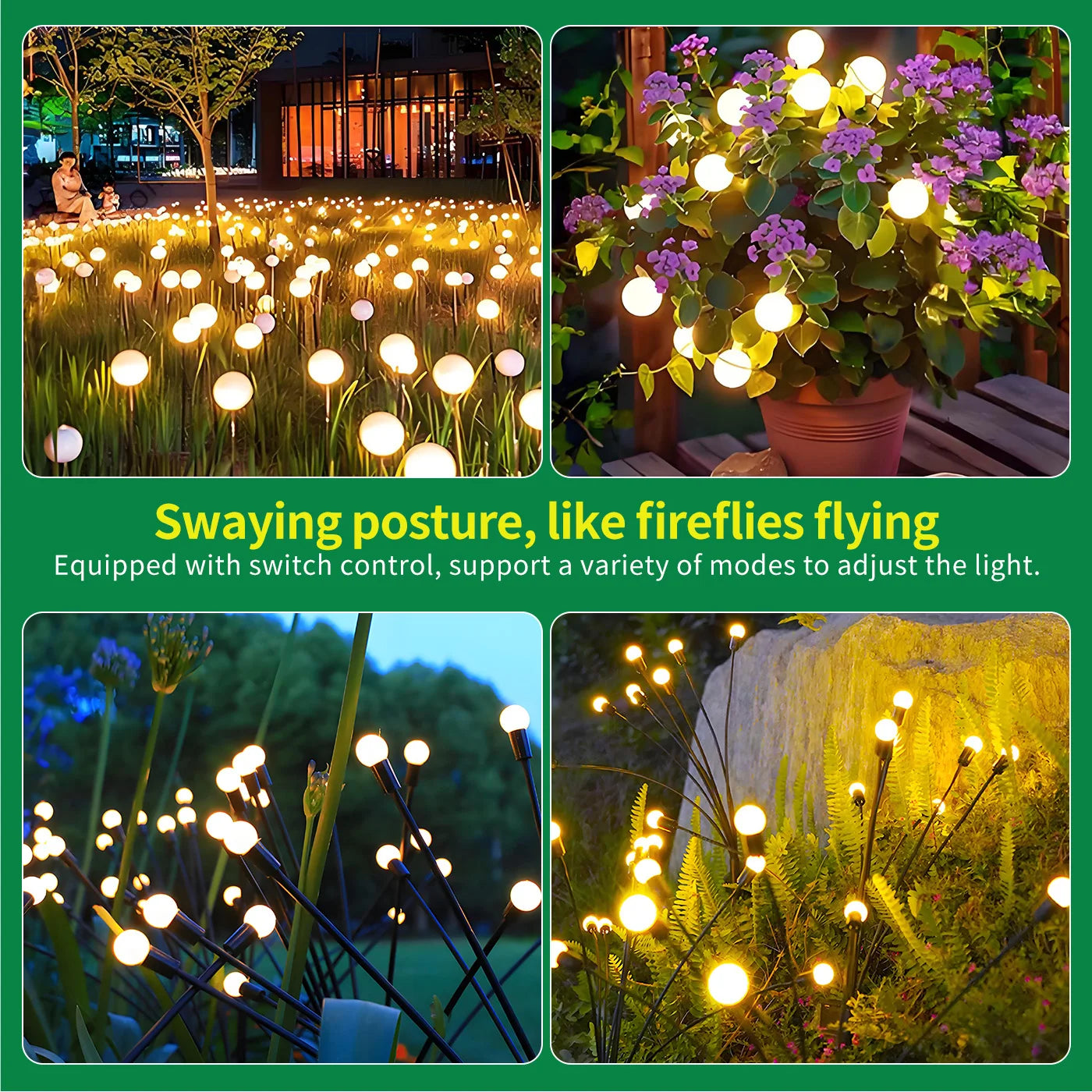 Eight Head Solar Firefly Lights Outdoor Waterproof Garden Decor