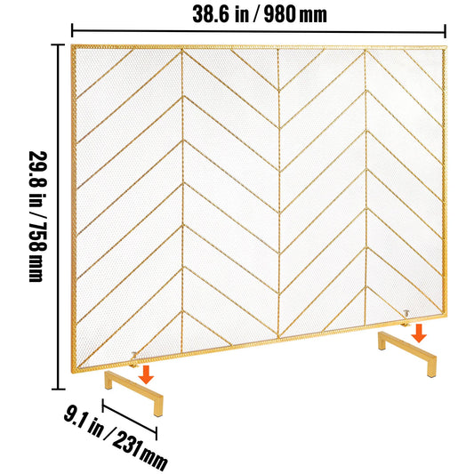 Iron Fireplace Screen With Door And Spark Guard Cover