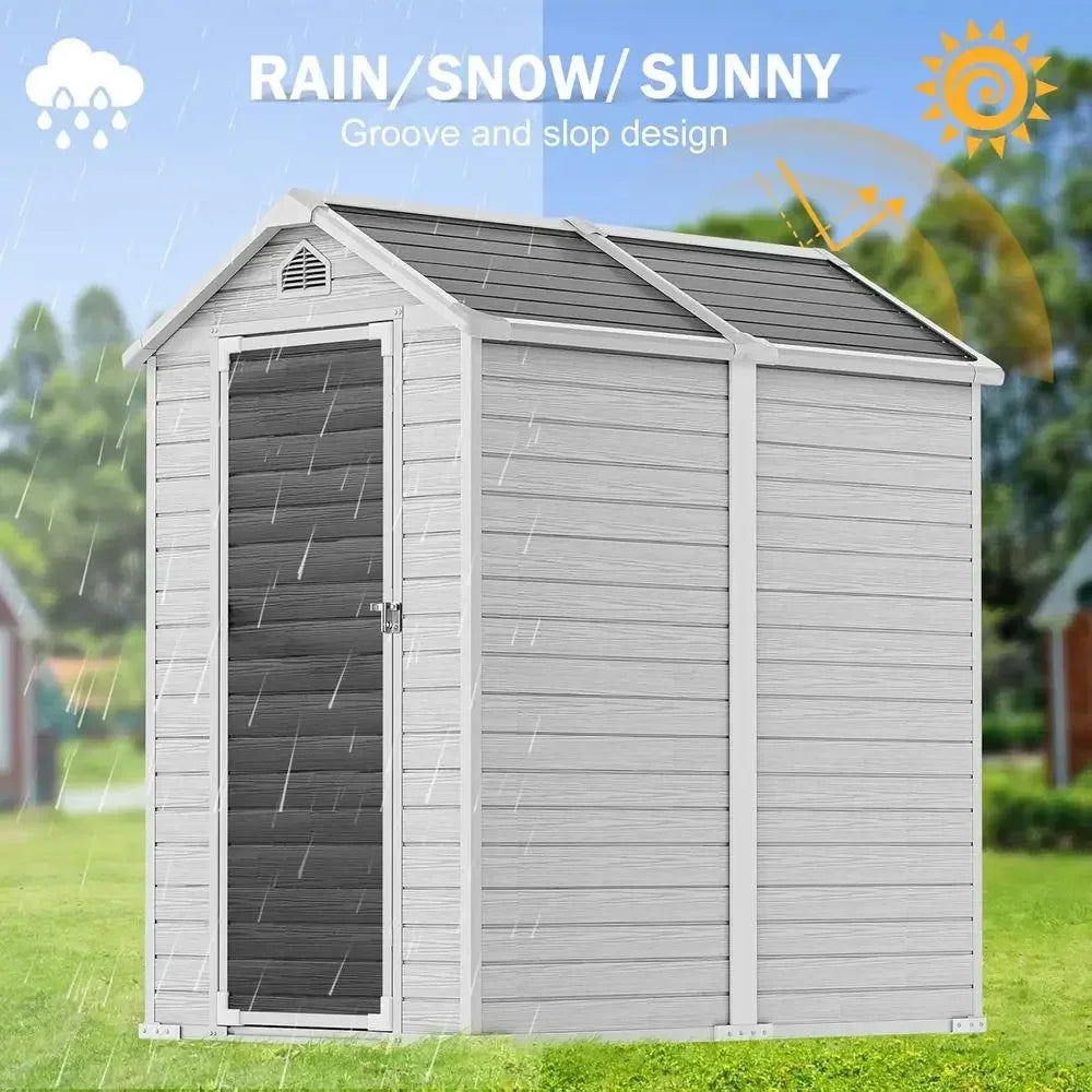 Outdoor Plastic Storage Shed With Floor Lockable Door Window Vents