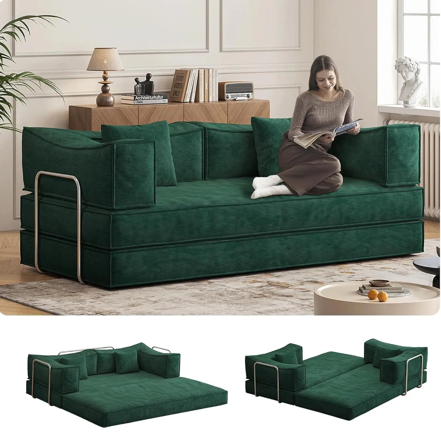 Convertible Sofa Bed With Pillows Corduroy Sleeper Sofa Frame
