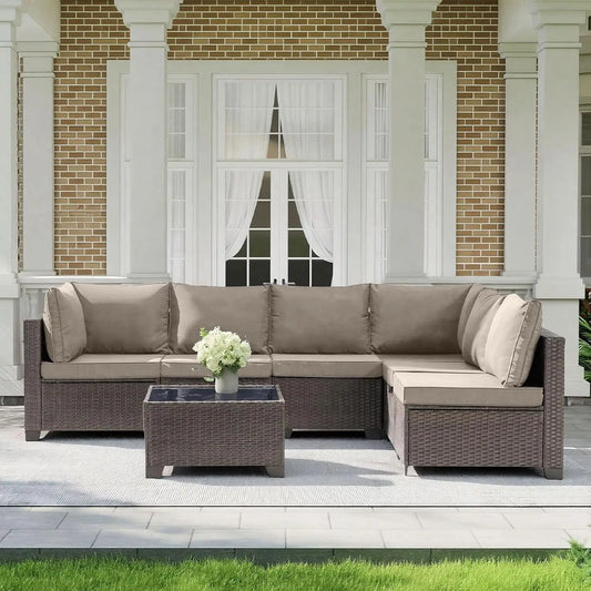 All Weather Outdoor Patio Furniture Set Sectional Sofa PE Rattan Wicker