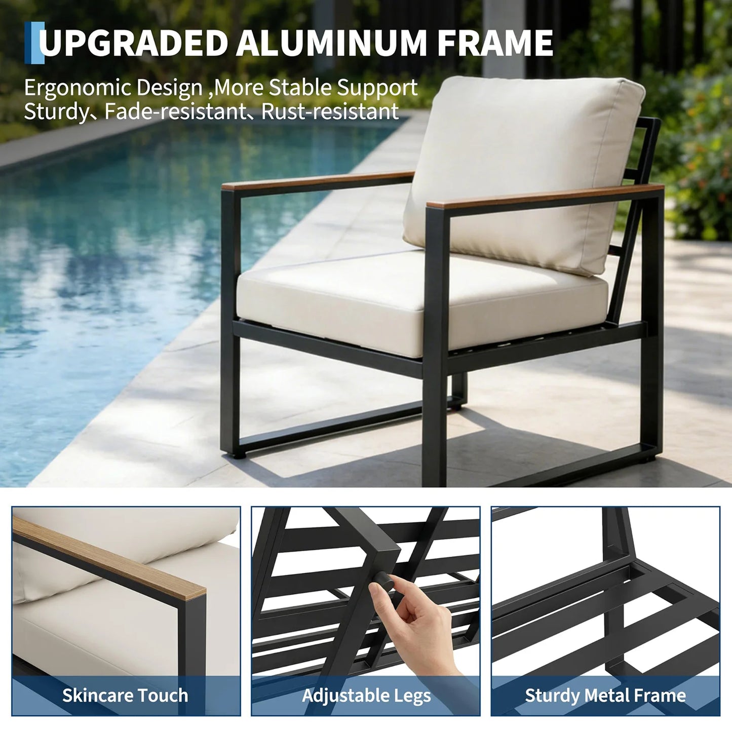 HobbyLane Modern 4 Piece Patio Set With Coffee Table Cushions