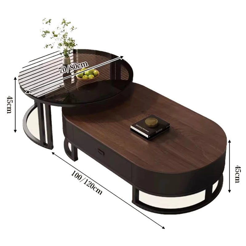 QWC Modern Nordic Wood Coffee Table With Built In Storage