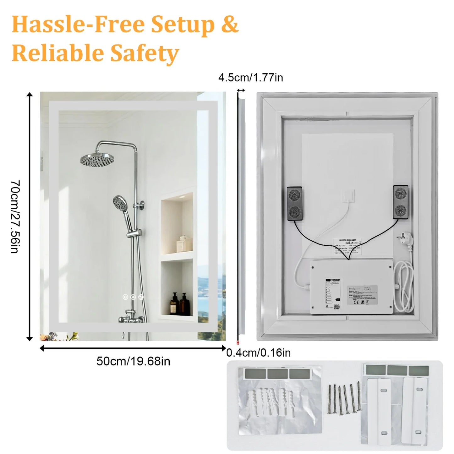 Bluetooth Bathroom Mirror With Anti Fog Dimmable Lighting And Speaker