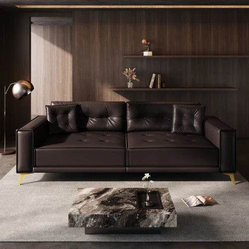 Faux Leather Convertible Sofa Bed Three in One L Shaped Sleeper Couch