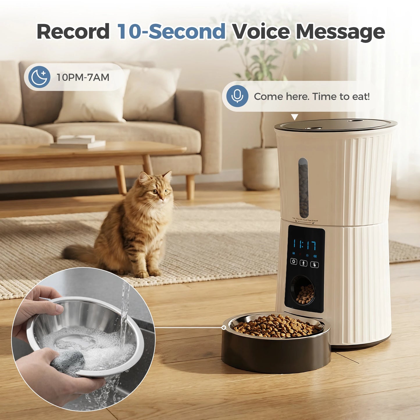 JHK WiFi Timed Cat Feeder With App Control Indoor Programmable