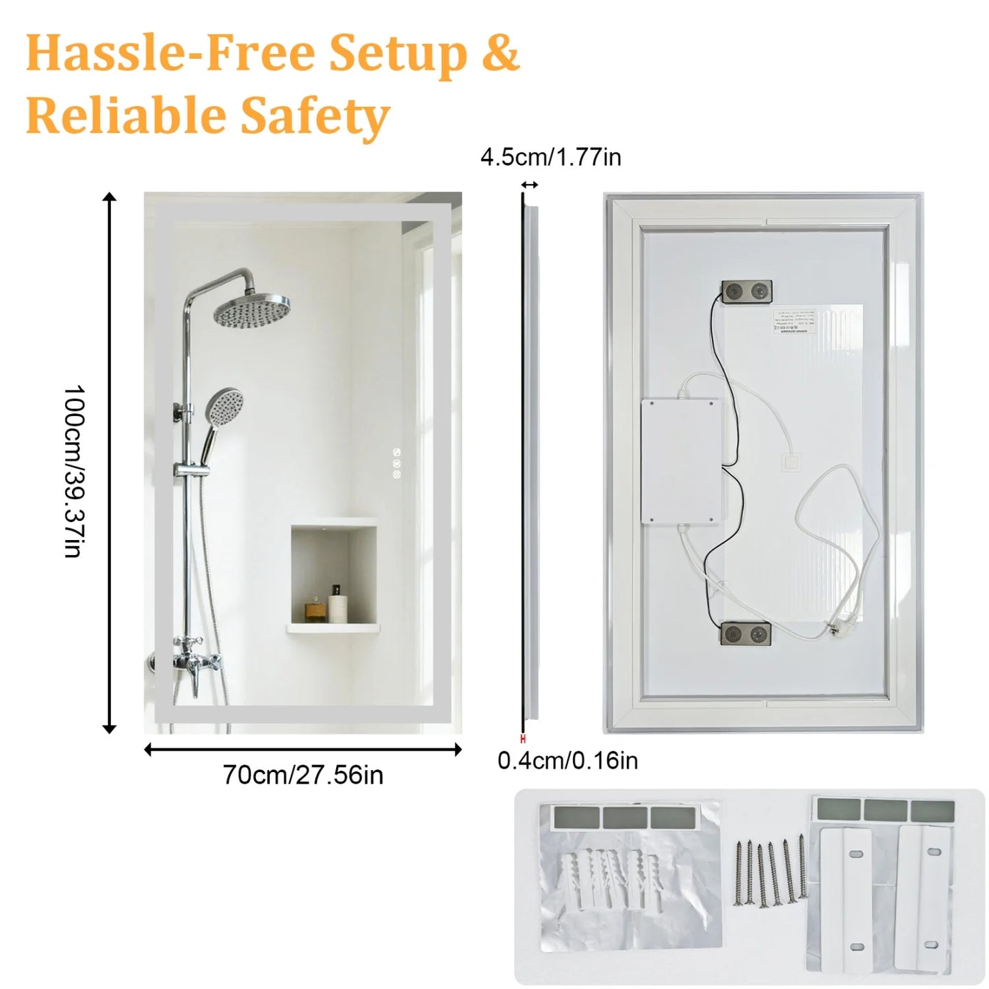 Bluetooth Bathroom Mirror With Anti Fog Dimmable Lighting And Speaker