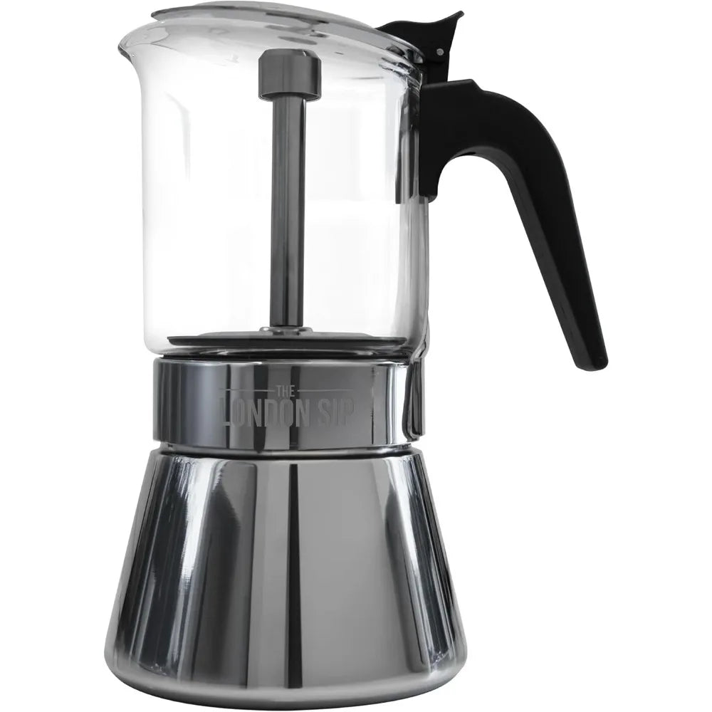Xmsj Glass And Stainless Steel Stovetop Espresso Maker Moka Pot