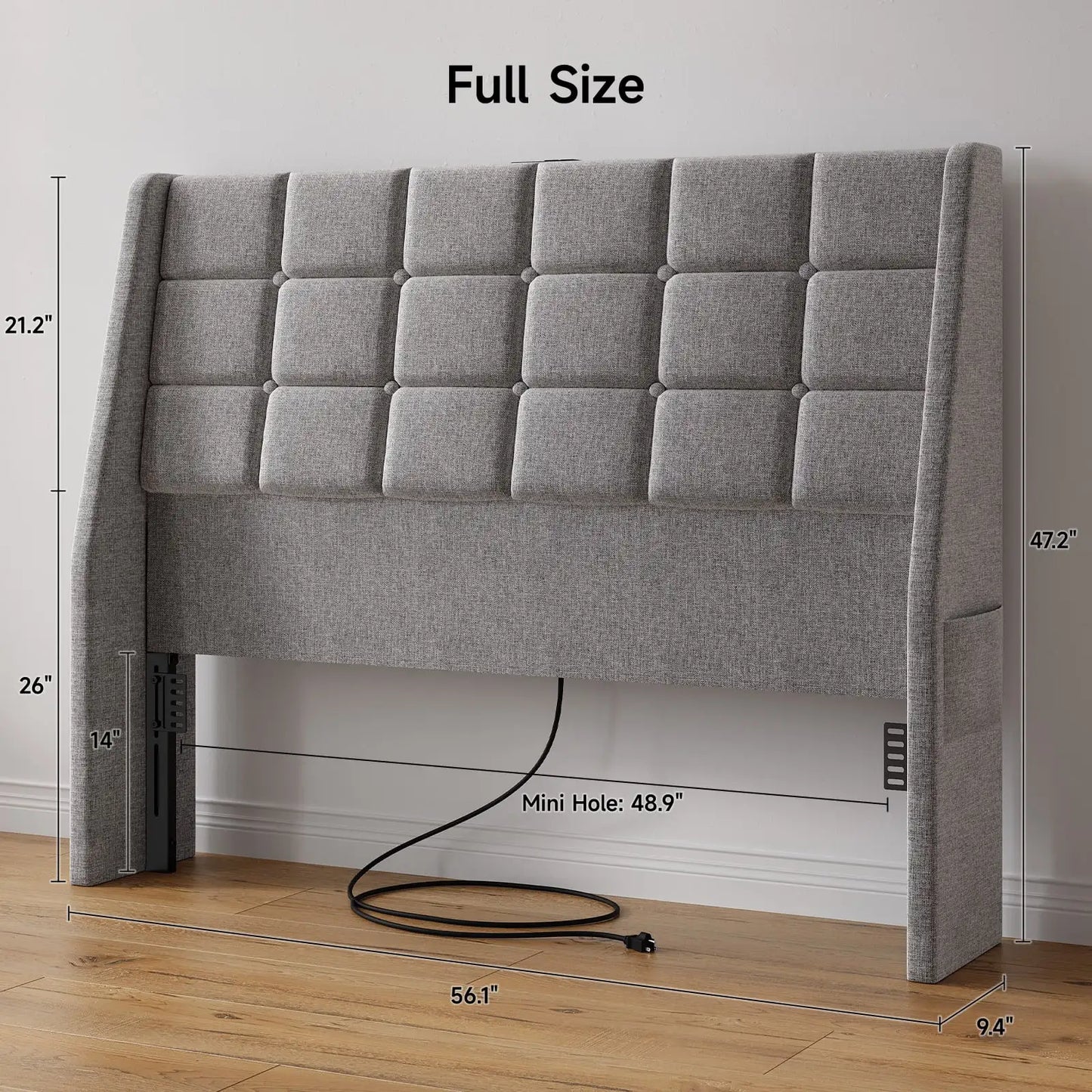 Onbrill Tufted Wingback Upholstered Modern Headboard For Bedroom