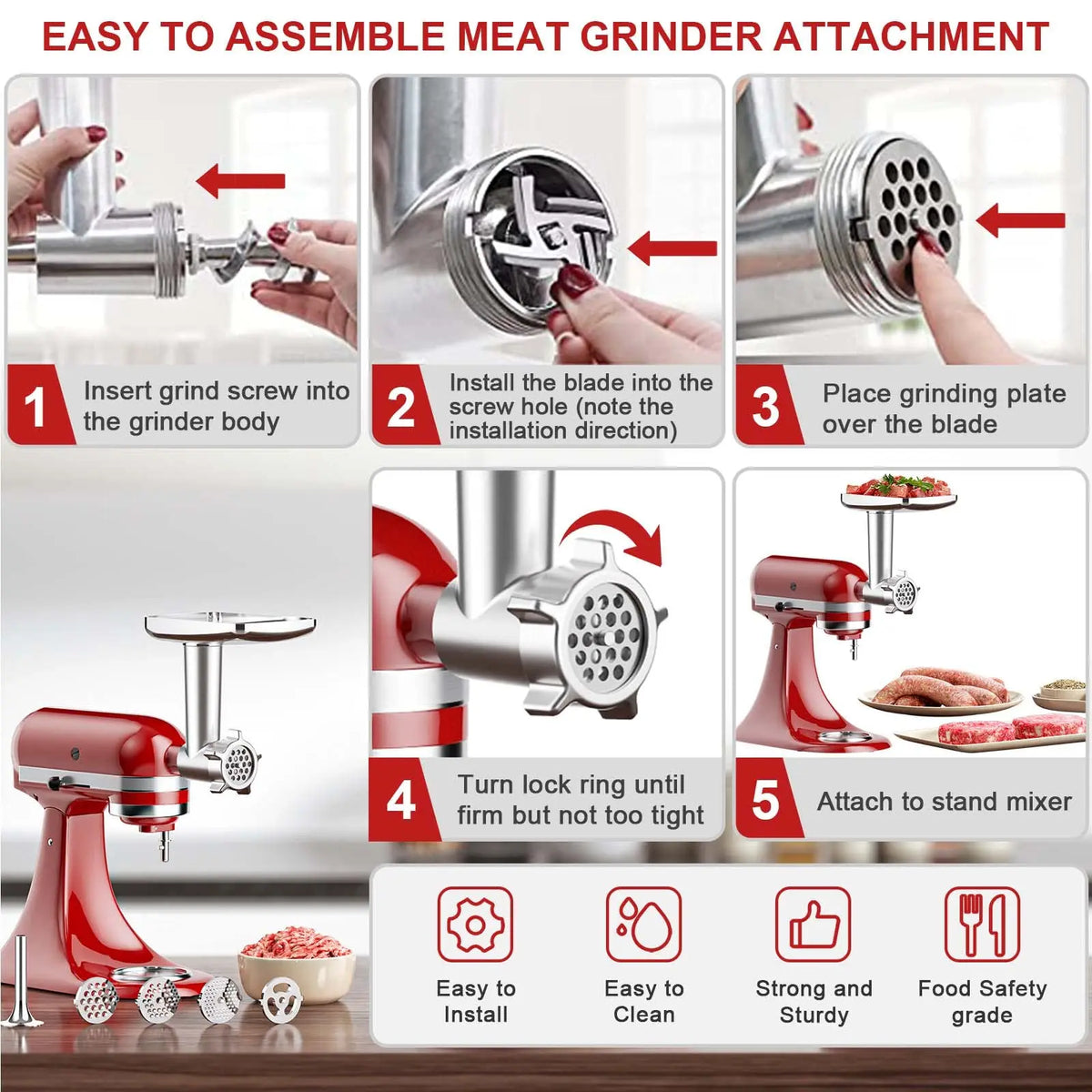 KitchenAid Meat Grinder Slicer Shredder Attachment With Sausage Stuffer
