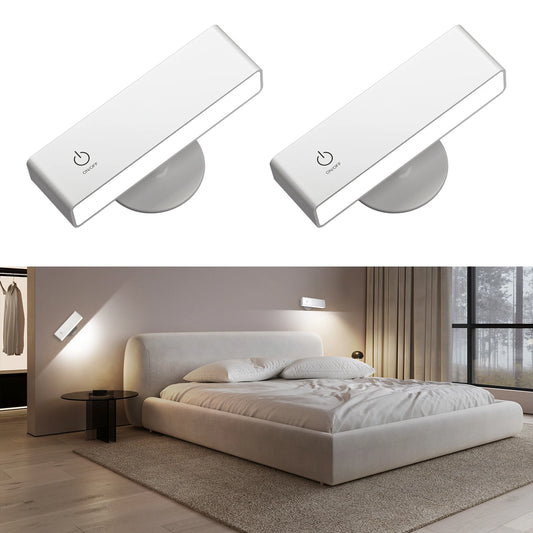 Rechargeable LED Wall Sconce Bedside Lamp USB Charge 360 Rotate