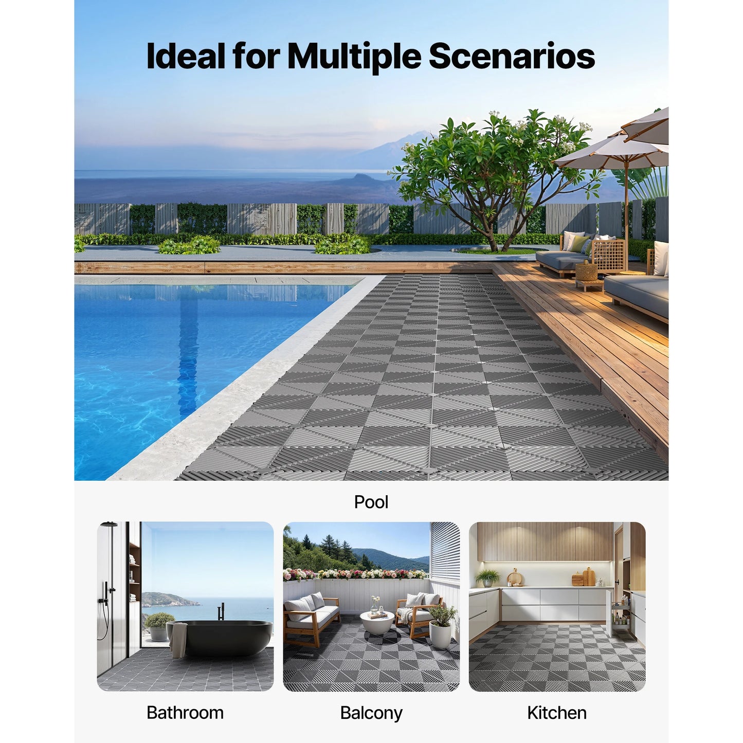 Interlocking Drainage Mats Non Slip Floor Tiles For Bathroom Kitchen