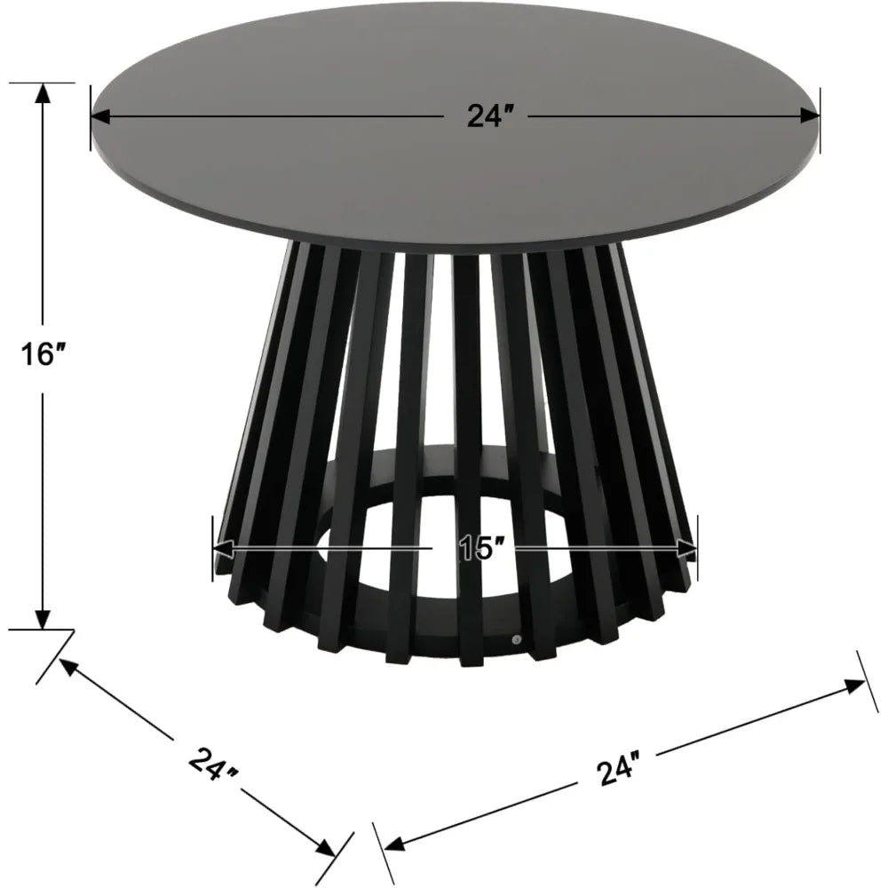 Round Coffee Table Modern Pedestal Wood Top Living Room