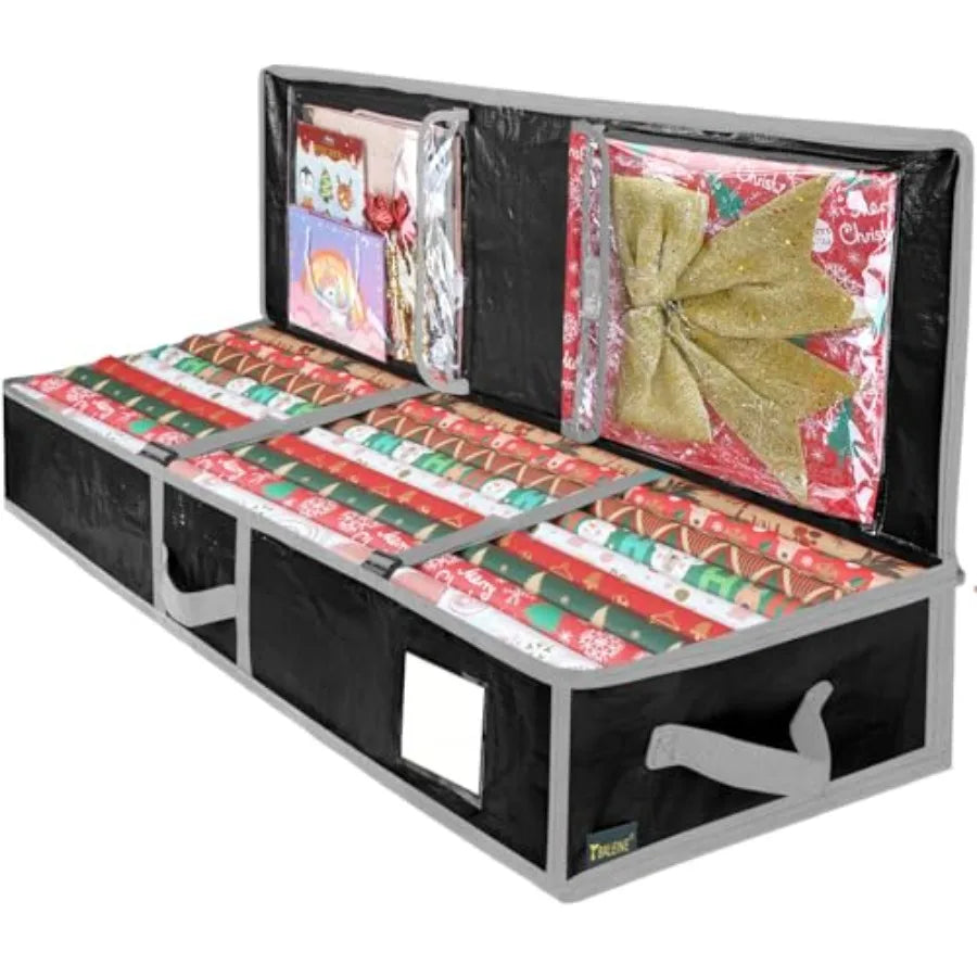 Soft Christmas Wrapping Paper Storage Bag With Flexible Partitions