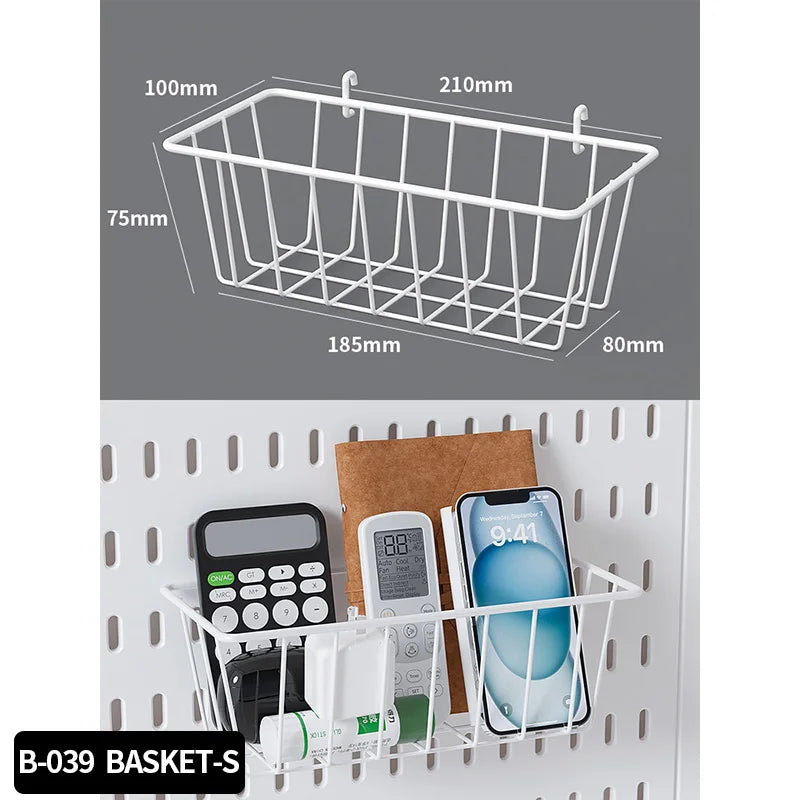 Wall Mounted Pegboard Organizer With Shelves For Desk Accessories