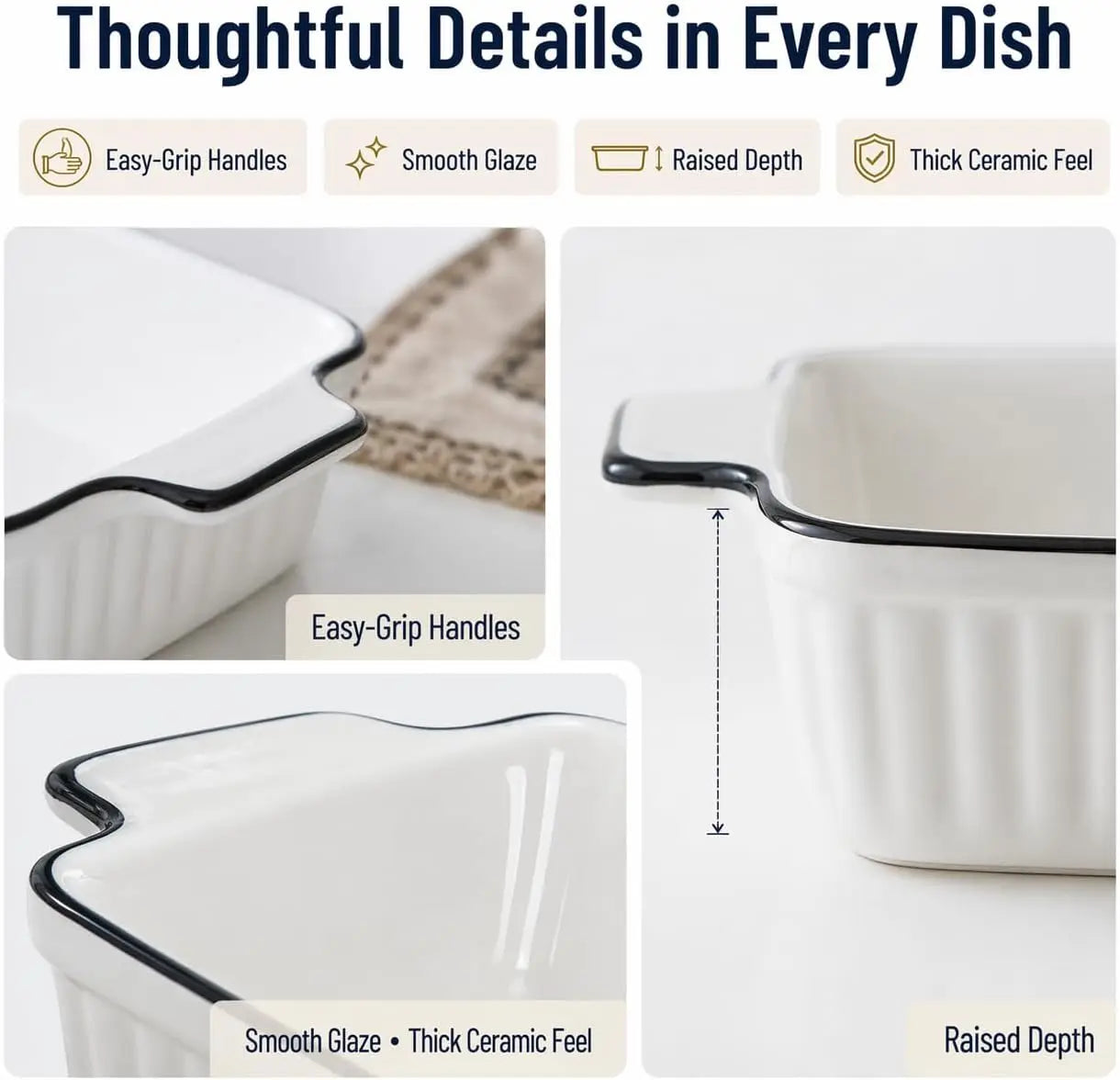 Ceramic Baking Dishes Set Of 4 With Handles For Casseroles