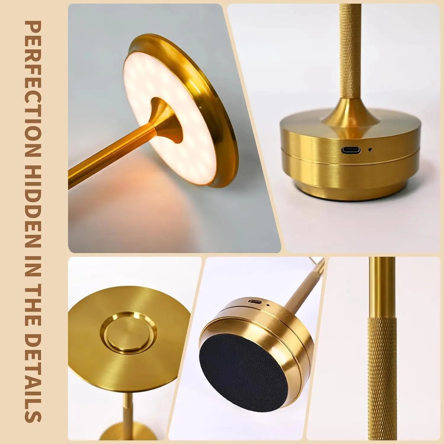 HPH LED Desk Lamp USB Touch Dimming Metal Night Light