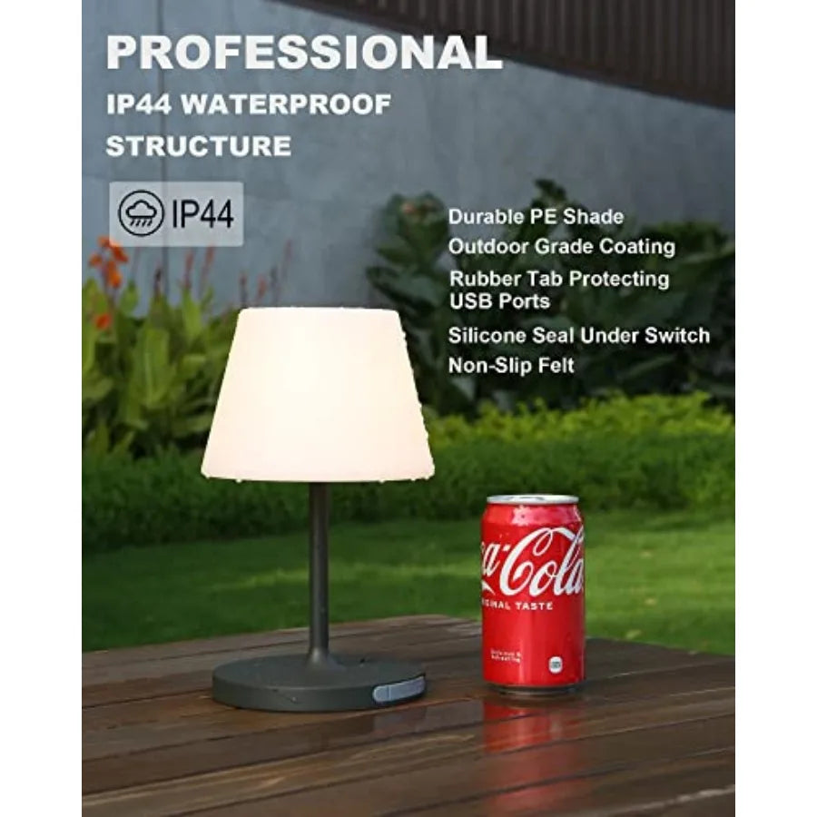 Waterproof Rechargeable Cordless Led Desk Lamp Touch Dimmable Outdoor Table