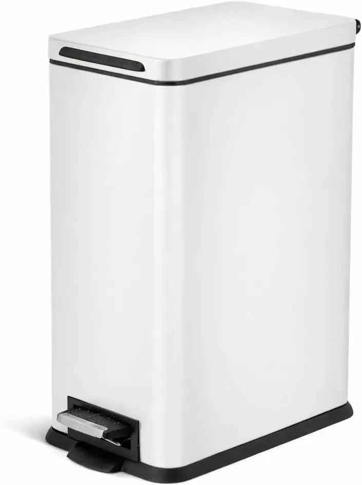 Stainless Steel Kitchen Trash Can With Soft Close Pedal Bag Tuck Band