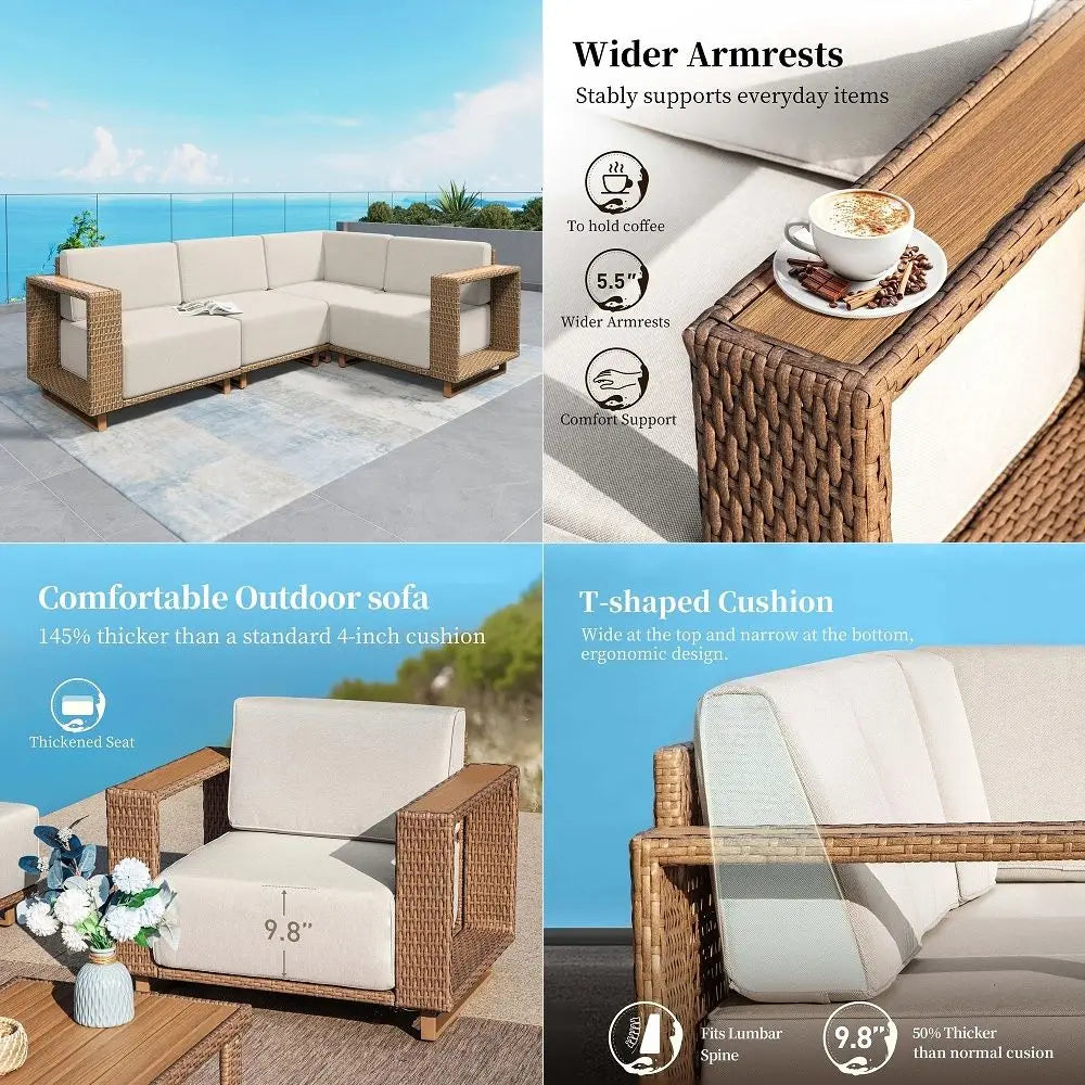 Outdoor Patio Furniture Set With Coffee Table Four Piece