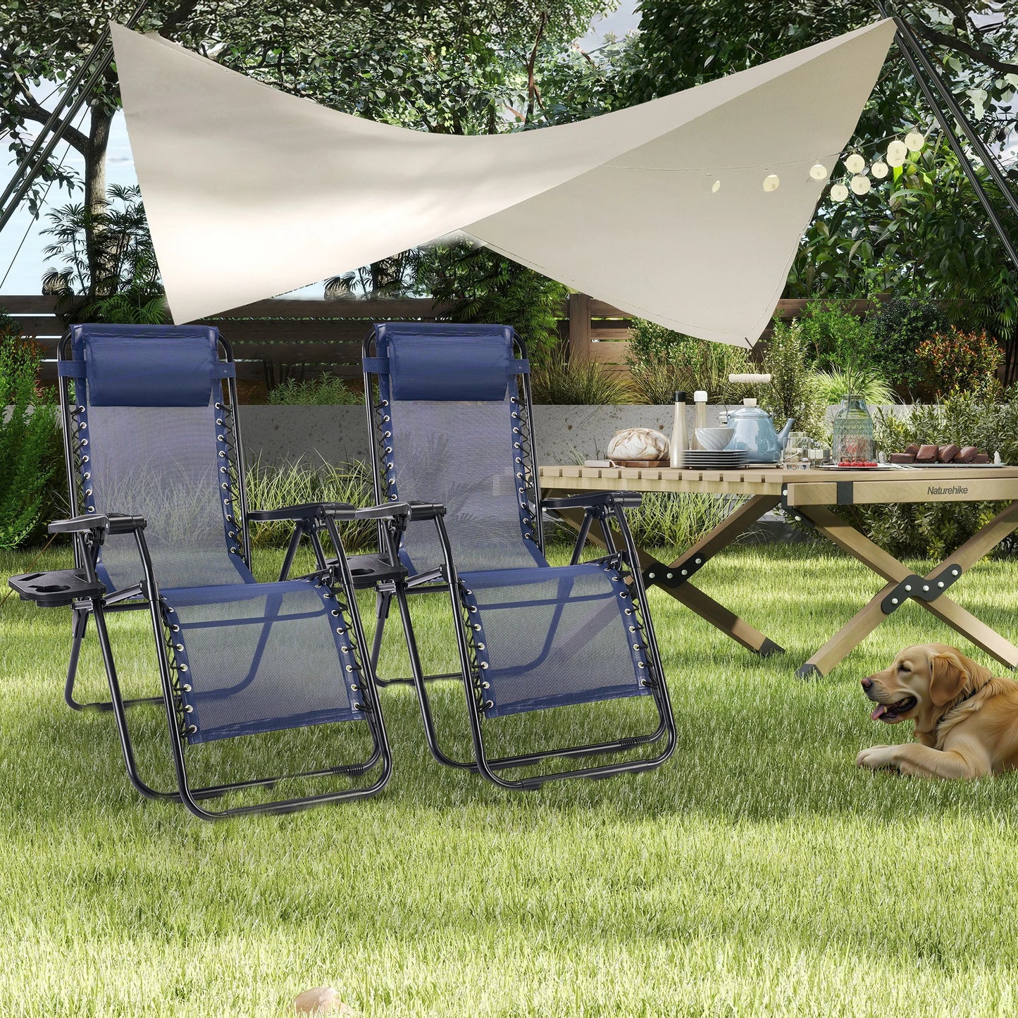 JHK Portable Zero Gravity Recliner Chairs With Cup Holders Outdoor